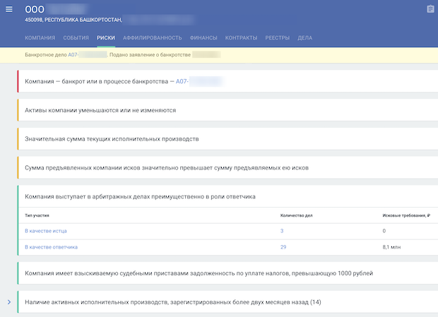 Факторы риска компании в Casebook