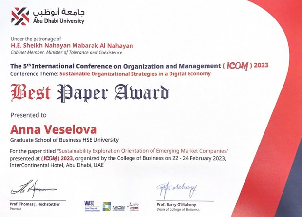 Best Paper award