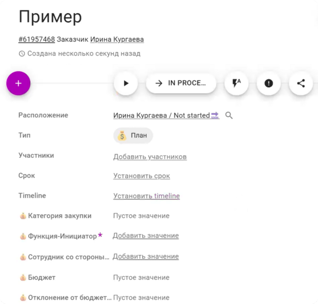Карточка проекта