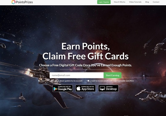 Show pointsprizes.com   earn points  claim free gift cards    google chrome